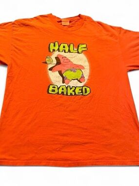 Vintage Men’s Nickelodeon SpongeBob Patrick Orange Half Baked T-Shirt Size XL